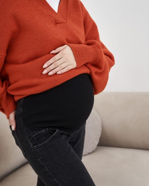 Темно-серые утеплённые джинсы moms для беременных Isla New — изображение 2