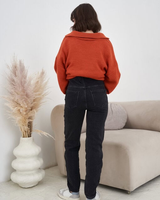 Темно-серые утеплённые джинсы moms для беременных Isla New — изображение 10