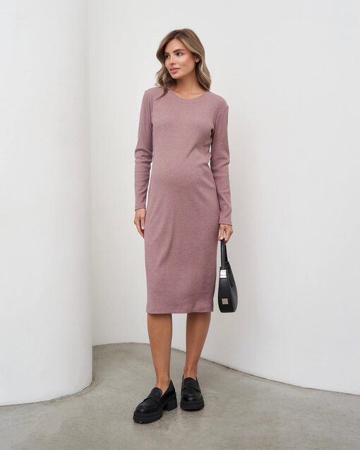 Кофейное платье-лапша для будущих и кормящих мам Lira — изображение 7