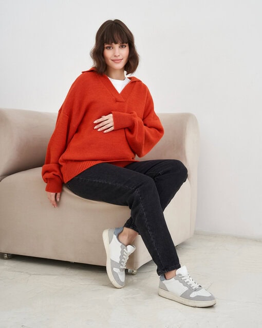 Темно-серые утеплённые джинсы moms для беременных Isla New — изображение 6