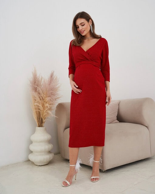 Красное платье с блестками для будущих и кормящих мам Miranda — изображение 7