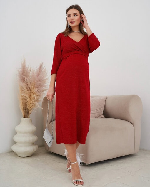 Красное платье с блестками для будущих и кормящих мам Miranda — изображение 10