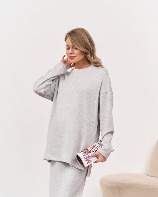 Серый теплый джемпер для будущих и кормящих мам Trendy — изображение 4