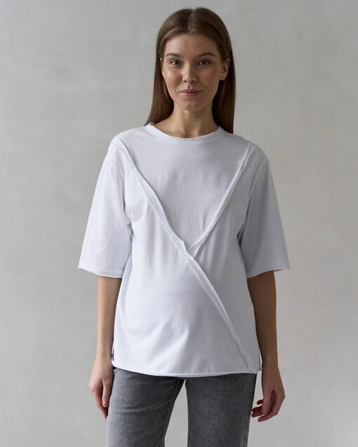 Белая футболка для будущих и кормящих мам Agata — изображение 3