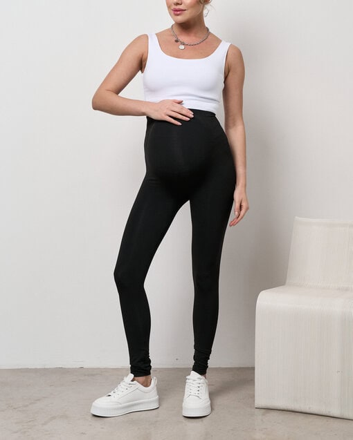 Бесшовные чёрные леггинсы для беременных Tabata — изображение 3