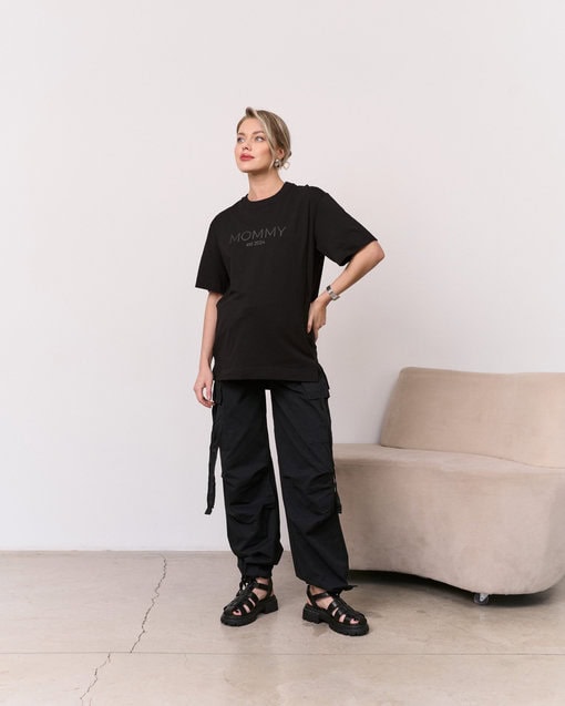 Черные брюки-карго для будущих и кормящих мам Billy — изображение 5