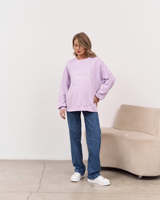 Лавандовый свитшот для будущих и кормящих мам Super Mama — изображение 4