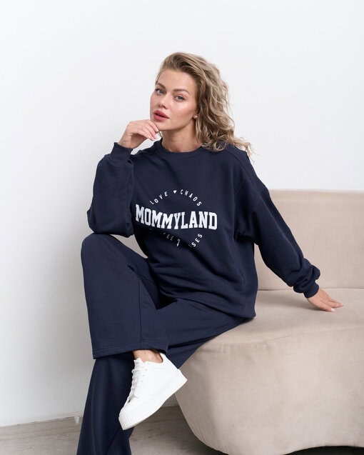 Синий свитшот для будущих и кормящих мам Mommyland — изображение 3