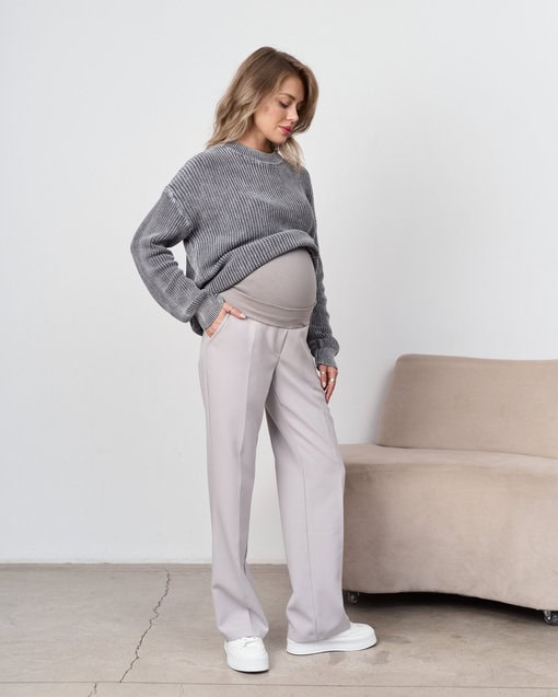 Серые брюки прямого кроя для будущих и кормящих мам Bowie — изображение 5