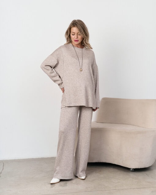 Бежевые теплые брюки для будущих и кормящих мам Trendy — изображение 6