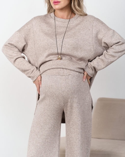 Бежевые теплые брюки для будущих и кормящих мам Trendy — изображение 2