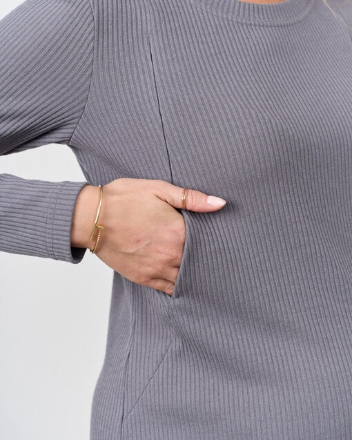 Графитовое платье-лапша для будущих и кормящих мам Lira — изображение 2