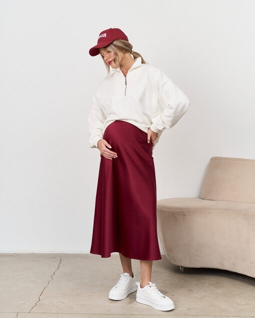 Бордовая атласная юбка Kate — изображение 8