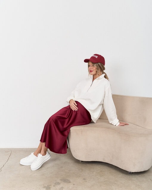 Бордовая атласная юбка Kate — изображение 9