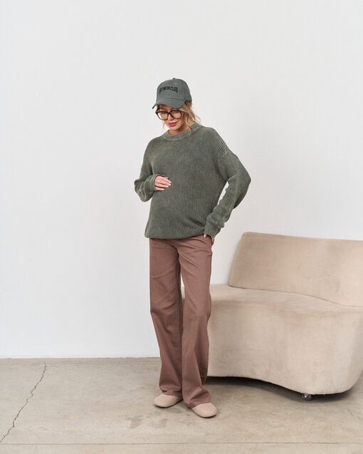 Коричневые джинсы прямого кроя для будущих мам Vitta — изображение 4