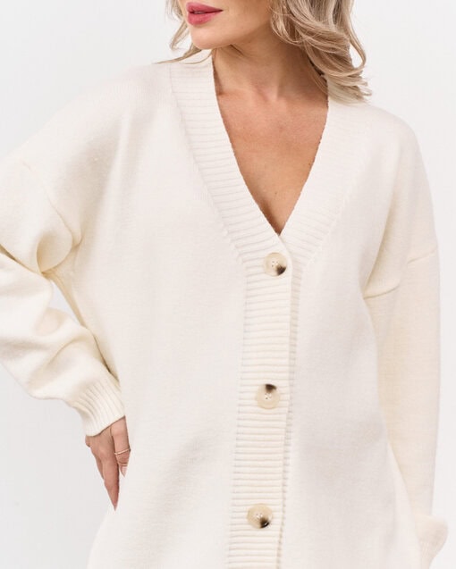 Молочный удлиненный кардиган с пуговицами Ray — изображение 2