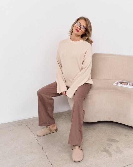 Бежевый джемпер в рубчик Leon — изображение 12