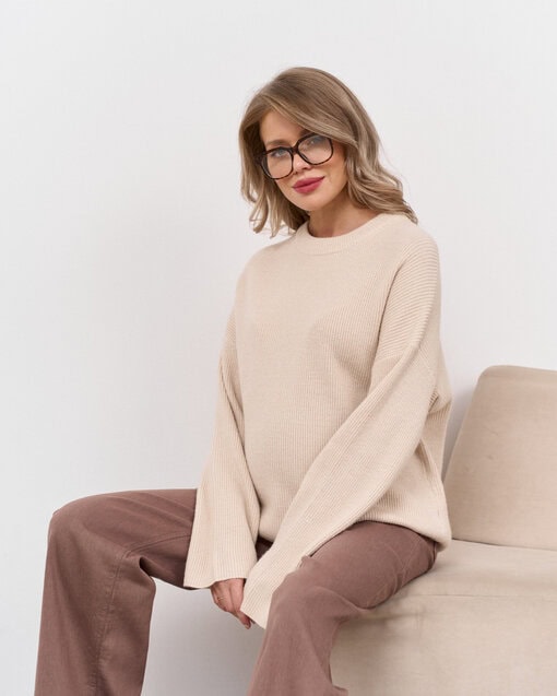 Бежевый джемпер в рубчик Leon — изображение 8