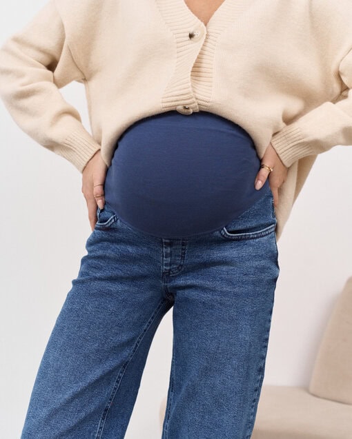 Синие джинсы прямого кроя для будущих мам Vitta — изображение 5