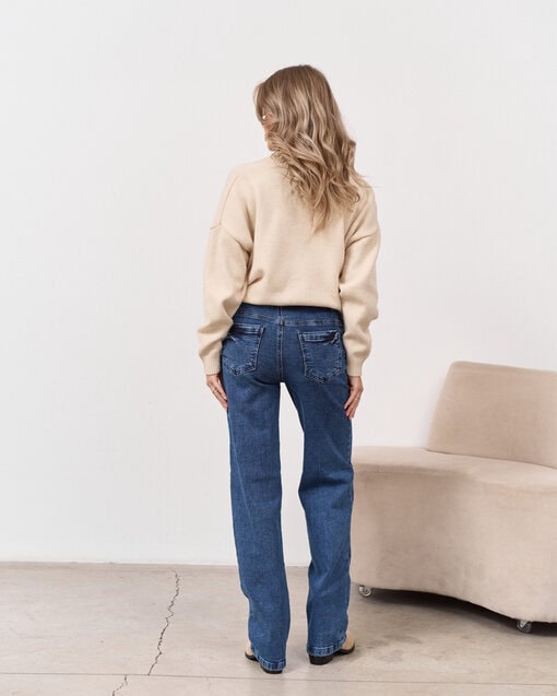 Синие джинсы прямого кроя для будущих мам Vitta — изображение 10