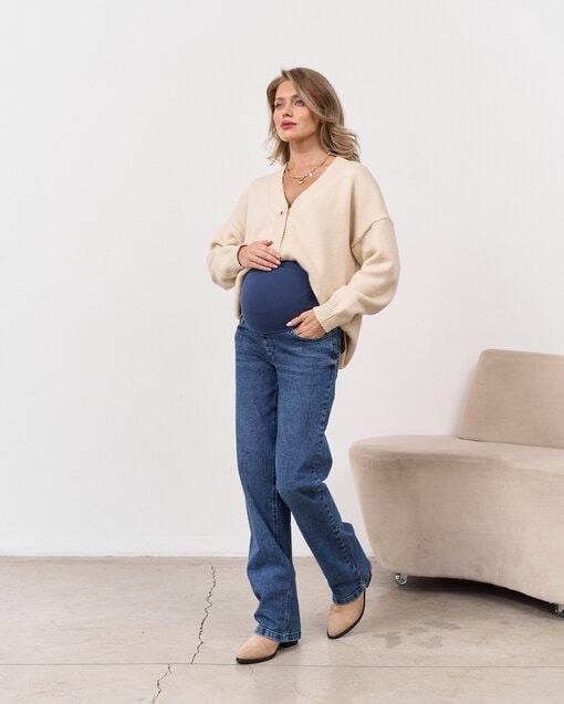 Синие джинсы прямого кроя для будущих мам Vitta — изображение 9