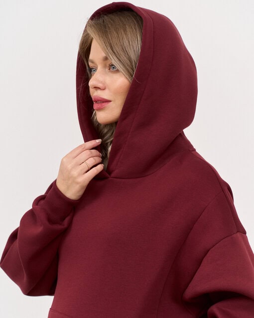 Темно-бордовое теплое худи для будущих и кормящих мам Juna Warm — изображение 10