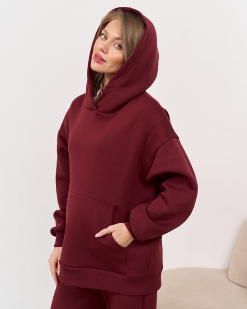 Темно-бордовое теплое худи для будущих и кормящих мам Juna Warm — изображение 13
