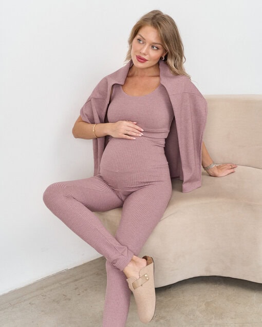Кофейные леггинсы в рубчик для беременных Kardy New — изображение 12