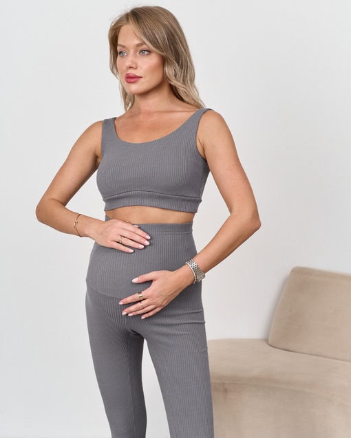 Графитовые леггинсы в рубчик для беременных Kardy New — изображение 5