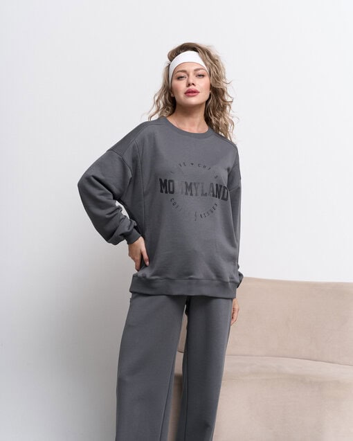 Графитовый свитшот для будущих и кормящих мам Mommyland — изображение 4