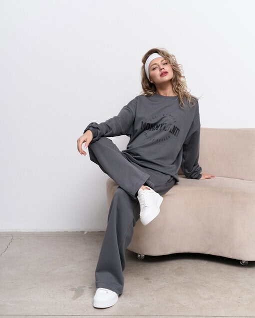 Графитовый свитшот для будущих и кормящих мам Mommyland — изображение 3