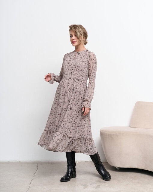 Кофейное платье с принтом для будущих и кормящих мам Valencia — изображение 8