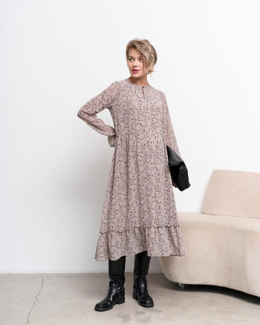 Кофейное платье с принтом для будущих и кормящих мам Valencia — изображение 5