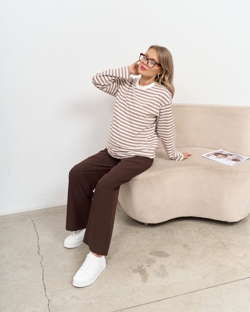 Кофейная тельняшка для будущих и кормящих мам Marina New — изображение 9