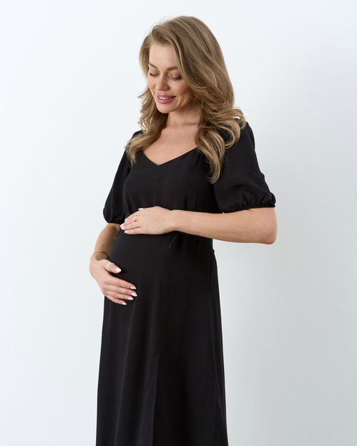Черное платье для будущих и кормящих мам Italia — изображение 10