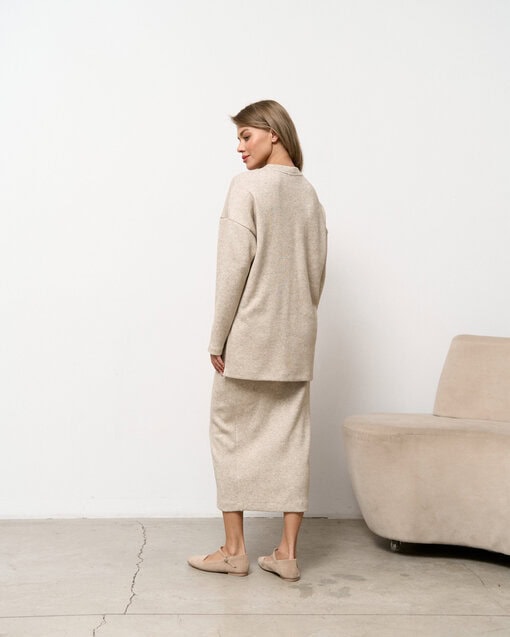 Светло-бежевая теплая юбка для будущих и кормящих мам Trendy — изображение 7