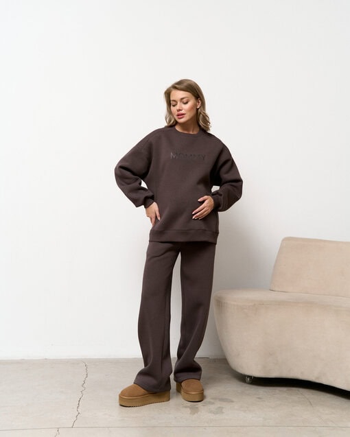 Кофейные теплые брюки для будущих мам Flex Warm — изображение 3