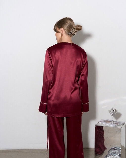 Бордовый атласный жакет Jecky — изображение 7