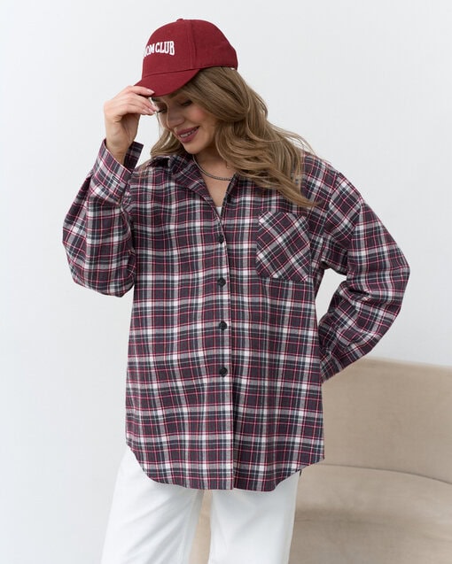 Бордовая фланелевая рубашка в клетку Country — изображение 4