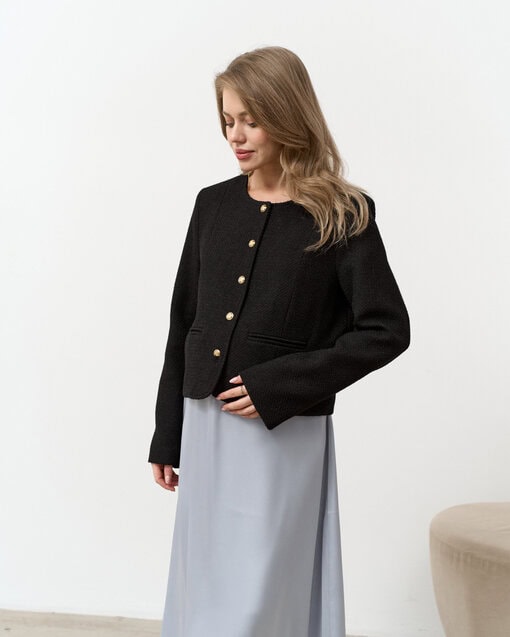 Черный жакет из ткани-букле Gale — изображение 3