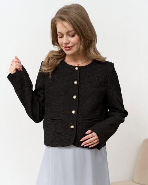 Черный жакет из ткани-букле Gale