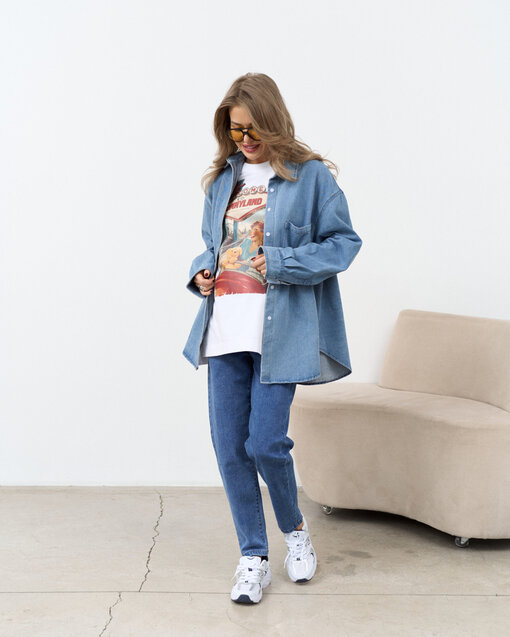 Голубая джинсовая рубашка оверсайз Kansas — изображение 10