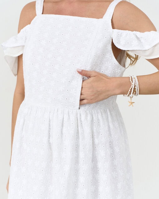 Белый сарафан для беременных и кормящих мам Violetta New — изображение 2