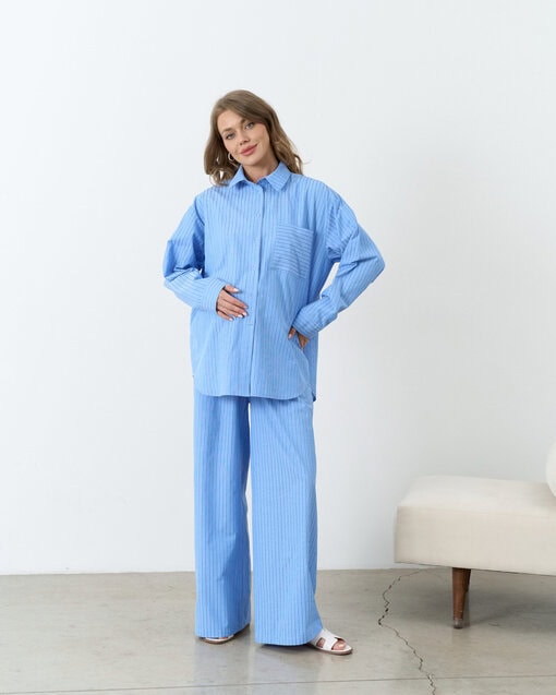 Голубая оверсайз-рубашка в полоску Darren — изображение 6