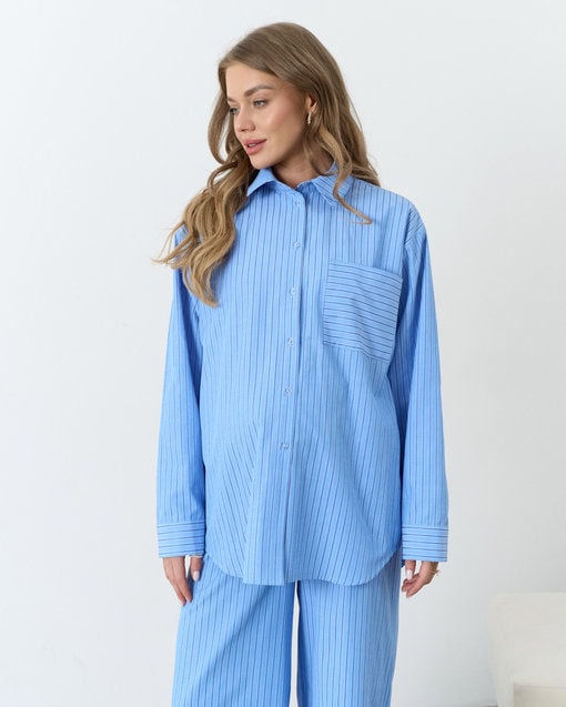 Голубая оверсайз-рубашка в полоску Darren