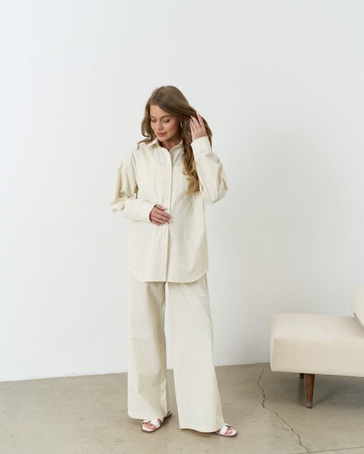 Сливочные брюки в полоску для кормящих мам Darren — изображение 9