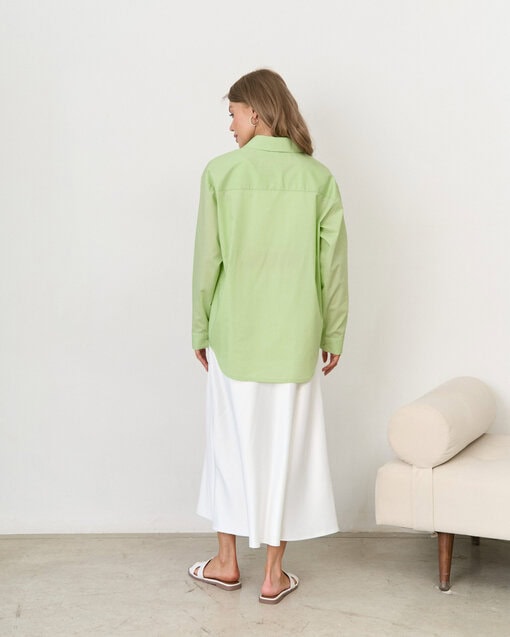 Хлопковая оверсайз-рубашка в цвете лайм Clea — изображение 18