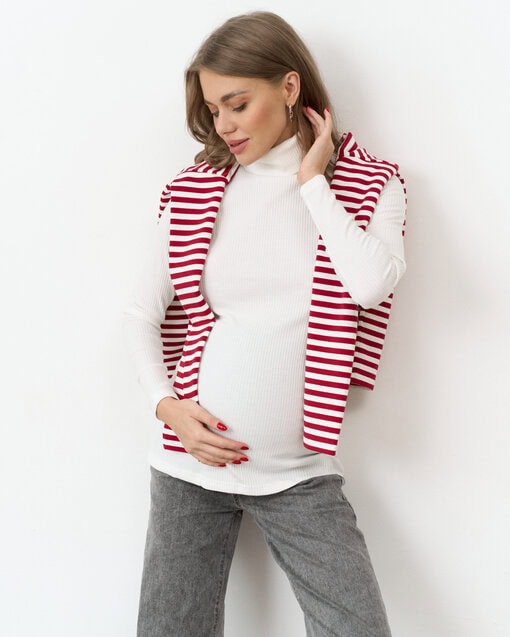 Белая водолазка для беременных и кормящих мам Tilda