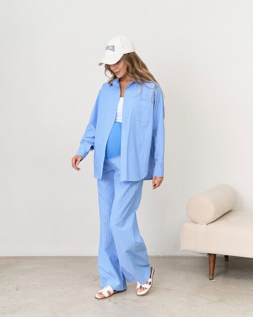 Голубые брюки в полоску для беременных Darren — изображение 5