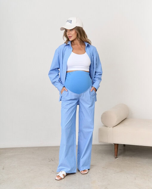 Голубые брюки в полоску для беременных Darren — изображение 7